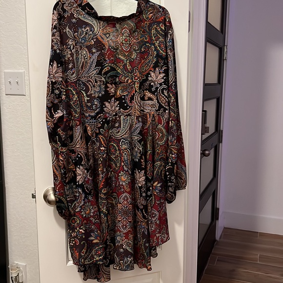 Gorgeous high low tunic in Paisley! So loose and flowy! Oxblood color! - Picture 3 of 4